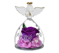 Forever Flowers - Angelo conservato in con rosee all'interno, versatile regalo con rosa conservata, ricordo d'amore a lunga durata per San , anniversario, festa della mamma