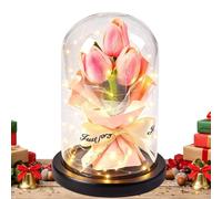 Forever Flowers Bouquet in Glass Dome Romantic Tabletop Ornament