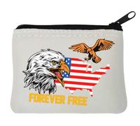 Forever Free Bald Eagle - Portamonete in neoprene con bandiera degli Stati Uniti, 10 x 11 cm, colore: Bianco