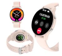 Forever IGO Watch 4 Smartwatch Donna - AMOLED Touch Orologio Rotondo Monitor Sonno Sport Fitness Notifiche SMS Bluetooth Impermeabile IP67, Bianco/Rosa, 2 Cinturi, Smart Watch Donna Moda