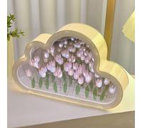 Forever Infinite Nube Tulipani a specchio, lampada a specchio tulipano completamente assemblata, luce notturna fai da te a forma di tulipano, luce notturna a LED fatta a mano, decorazione ornamentale,