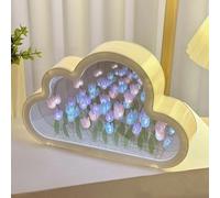 Forever Infinite Nube Tulipani a specchio, lampada a specchio tulipano completamente assemblata, luce notturna fai da te a forma di tulipano, luce notturna a LED fatta a mano, decorazione ornamentale,