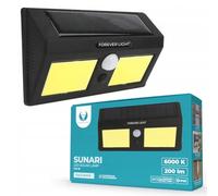 FOREVER Lampada LED solare SUNARI FLS-18 IP65 per esterni sul balcone o in garage con sensore di movimento e crepuscolo, forte luce da 200lm