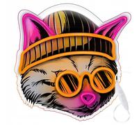 FOREVER Light LED Sign Neon ART Gatto Sognatore - Rosa-Giallo Insegna Neon LED per Casa e Ristoranti - Insegna luminosa LED a Risparmio Energetico con USB - Perfetta Luci Neon Decorative da Parete