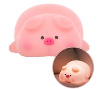FOREVER Light Luce Notturna LED Maialino Addormentato FNL-09 - Luce Notturna Bambini in Silicone - 4 Modalità di Luce - Batteria da 1200mAh USB-C - Attivazione al Tocco - Funzione Timer