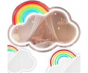 FOREVER Light Neon Mirror LED Nuvola - Insegna Luminosa LED Decorativa -Specchio LED Luci Neon con USB - Perfetto per la Casa e Ambienti Professionali - Luce Atmosferica e Specchio Funzionale