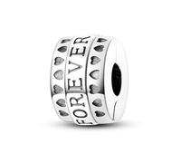 Forever Love You - Ciondolo distanziatore a forma di cuore, in argento Sterling 925, compatibile con braccialetti Pandora