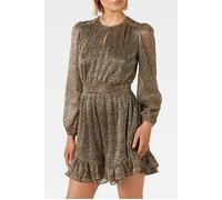 Forever New Goldie Long Sleeve Plisse Mini Black/gold Taglia: 8 | Abiti Mini Outlet | Donna | Nero