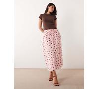 Forever New - Gonna lunga arricciata rosa a pois in coordinato 50