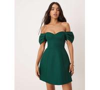 Forever New - Vestito corto strutturato verde smeraldo con spalle scoperte 42