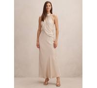 Forever New - Vestito lungo accollato drappeggiato color oro 46