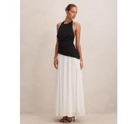 Forever New - Vestito midi allacciato al collo monocromatico color block a contrasto-Multicolore 44