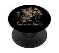 Forever or never, graziosa margherita a forma di gatto vintage PopSockets PopGrip Adesivo