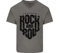 Forever Rock And Roll Musica Uomo V-Neck Cotone T-Shirt