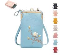 Forever Savour Women Sling Cross-Body Wallet with Mobile Cell Phone Holder, Cell Phone Purses For Women (Blue)