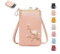 Forever Savour Women Sling Cross-Body Wallet with Mobile Cell Phone Holder, Cell Phone Purses For Women (Pink)