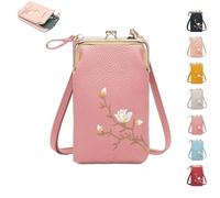 Forever Savour Women Sling Cross-Body Wallet with Mobile Cell Phone Holder, Cell Phone Purses For Women (Dark Pink)
