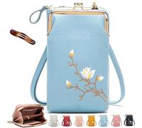 Forever Savour Women Sling Cross-Body Wallet with Mobile Cell Phone Holder, Forever Savour Mobile Phone Bag cool (Blue)