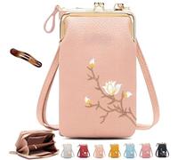 Forever Savour Women Sling Cross-Body Wallet with Mobile Cell Phone Holder, Forever Savour Mobile Phone Bag cool (Pink)