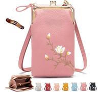 Forever Savour Women Sling Cross-Body Wallet with Mobile Cell Phone Holder, Forever Savour Mobile Phone Bag cool (Dark Pink)