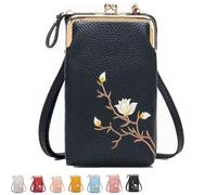 Forever Savour Women Sling Cross-Body Wallet With Mobile Cell Phone Holder, Small Crossbody Purses for Women (Black)