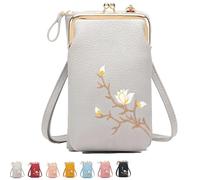 Forever Savour Women Sling Cross-Body Wallet With Mobile Cell Phone Holder, Small Crossbody Purses for Women (Gray)