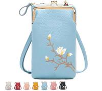 Forever Savour Women Sling Cross-Body Wallet With Mobile Cell Phone Holder, Small Crossbody Purses for Women (Blue)