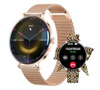 Forever Smartwatch Lucca SB-370 - Orologio da donna con app per chiamate, Sportivo, Accessorio femminile, Due cinturini, Motivo leopardato alla moda, Oro rosa, Orologio da polso