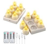 Forever Speed 12 Pezzi Candele LED Ricaricabili con Stazione di Ricarica e Telecomando, Lumini LED Elettriche Flameless Candele per Decorazione per Feste, Matrimonio, Regali