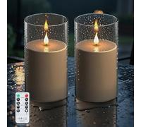 Forever Speed 2PCS Candele LED Esterni Impermeabili con Telecomando & Timer, 10cm x 17.5cm Acrilico Candele Senza Fiamma a Batteria Lumini LED Grandi Decorazione per Esterni - Grigio