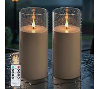 Forever Speed 2PCS Candele LED Esterni Impermeabili con Telecomando & Timer, 10cm x 22.5cm Acrilico Candele Senza Fiamma a Batteria Lumini LED Grandi Decorazione per Esterni - Grigio
