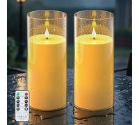 Forever Speed 2PCS Candele LED Esterni Impermeabili con Telecomando & Timer, 10cm x 22.5cm Acrilico Candele Senza Fiamma a Batteria Lumini LED Grandi Decorazione per Esterni - Dorato