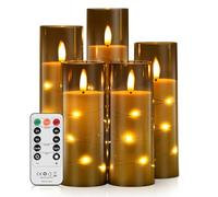 Forever Speed 5PCS Candele LED con Telecomando & Timer, Dimmerabile Flameless Candele Led Fiamma Oscillante con Luci a Stringa Incorporate Candele a Batteria per Decorazione per Feste - Grigia