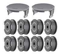 Forever Speed 8 Pezzi Bobina per Decespugliatore,1.60mm, 4.90m Bobina di Filo per Tagliabordi Compatibile con Bosch Easy GrassCut18-230,modello F016800569 & F016800385 (8 Bobine di Ricambio, 2 Tappi)