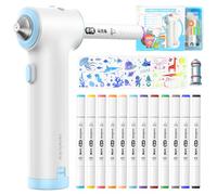 Forever Speed Aerografo, set di 12 pennarelli per tessuti con doppia punta, 3 stencil e 2 testine di spruzzo, colori brillanti e ricchi, dopo il fissaggio, lavabile in lavatrice, colore tessile per