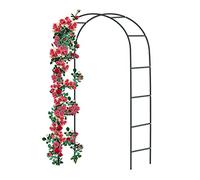 Forever Speed Arco per rose in metallo per rampicanti in acciaio verniciato a polvere, decorazione da giardino e decorazione per arrampicata resistente alle intemperie, 240 x 140 x 38 cm, nero