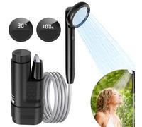 Forever Speed Doccia da campeggio portatile con batteria, 4000 mAh con pompa indicatore di temperatura e indicatore di elettricità, set da campeggio con tubo da 2 m, per giardino, lavaggio auto,