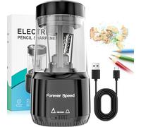 Forever Speed Temperamatite elettrico USB per matite colorate, temperamatite elettrico automatico batteria per 6 - 8 mm di spessore e sottile, robusto, ufficio, scuola, casa, portatile, auto stop