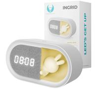 FOREVER Sveglia con coniglietto luminoso a LED PURE FNL-05 INGRID - Sveglia, lampada da comodino per la camera dei bambini, decorazione, orologio digitale, orologio wireless, USB-C, da letto, motivo