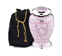 Forever URNS - Urna funeraria per adulti con rete a colomba, per ceneri umane di donne e uomini, 200 cu in, grande, rosa, completamente realizzata a mano, con sacchetto di protezione in velluto
