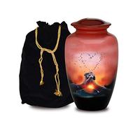Forever URNS - Urna funeraria per cremazione per adulti con tema coppia innamorata insieme, per ceneri umane di donne e uomini, 200 cu in, grande, multicolore, completamente realizzata a mano, con
