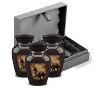 Forever URNS - Urna per ricordo - Cavallo marrone piccolo ricordo Qnty 3 - Urna per ceneri umane con 1 scatola di velluto - Mini urna per ricordi - Urna per ricordi a prezzi accessibili