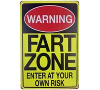 Forever_USA Targa da parete in metallo con scritta Fart Zone Warning Enter at Your own Risk 20,3 x 30,5 cm | Targa decorativa per casa d'affari, bar, garage, giardino, grotta, stile di allarme