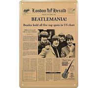 Forever_USA Tin Sign - Metal Sign: Beatles Gazzetta Edition Beatlemania 8 x 12 pollici | Retro Vintage Gazzetta Style Decor for home bar garage studio ristorante | The Beatles.