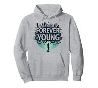 Forever Young: Non Lasciare Che Il Vecchio Uomo in Grafica Vintage Felpa con Cappuccio, Unisex per Adulti, Grigio Melange, S
