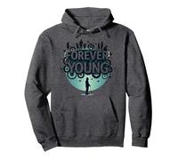 Forever Young: Non Lasciare Che Il Vecchio Uomo in Grafica Vintage Felpa con Cappuccio, Unisex per Adulti, Grigio Scuro, M