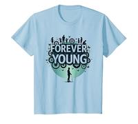 Forever Young: Non Lasciare Che Il Vecchio Uomo in Grafica Vintage Maglietta, Bambini, Celeste, 4 Anni