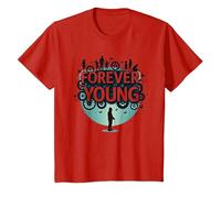 Forever Young: Non Lasciare Che Il Vecchio Uomo in Grafica Vintage Maglietta, Bambini, Rosso, 4 Anni