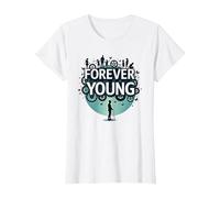 Forever Young: Non Lasciare Che Il Vecchio Uomo in Grafica Vintage Maglietta, Donna, Bianco, L