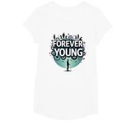 Forever Young: Non Lasciare Che Il Vecchio Uomo in Grafica Vintage Maglietta, Ragazze, Bianco, L